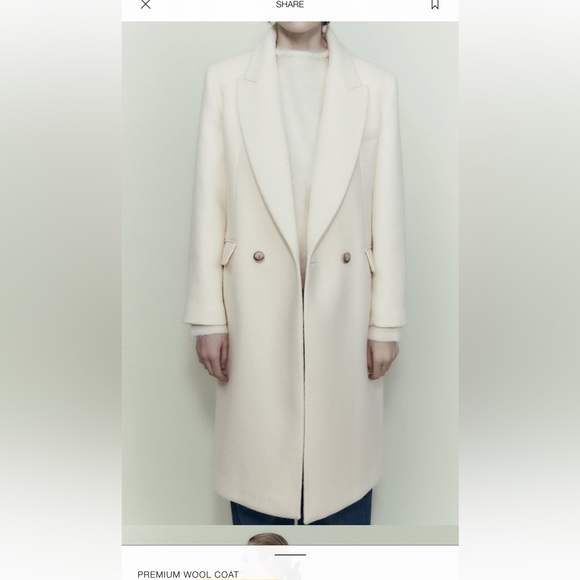 Zara double breasted coat manteco wool Italian fabric - Picture 3 of 7